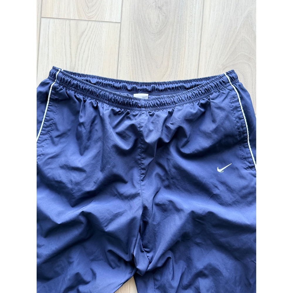 Vintage Nike Track Pants Mens XL Navy Blue White Piping Swoosh Nylon Joggers - Picture 2 of 4